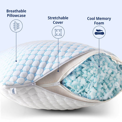 Cooling Gel Infused Pillow for Hot Sleepers & Back Discomfort