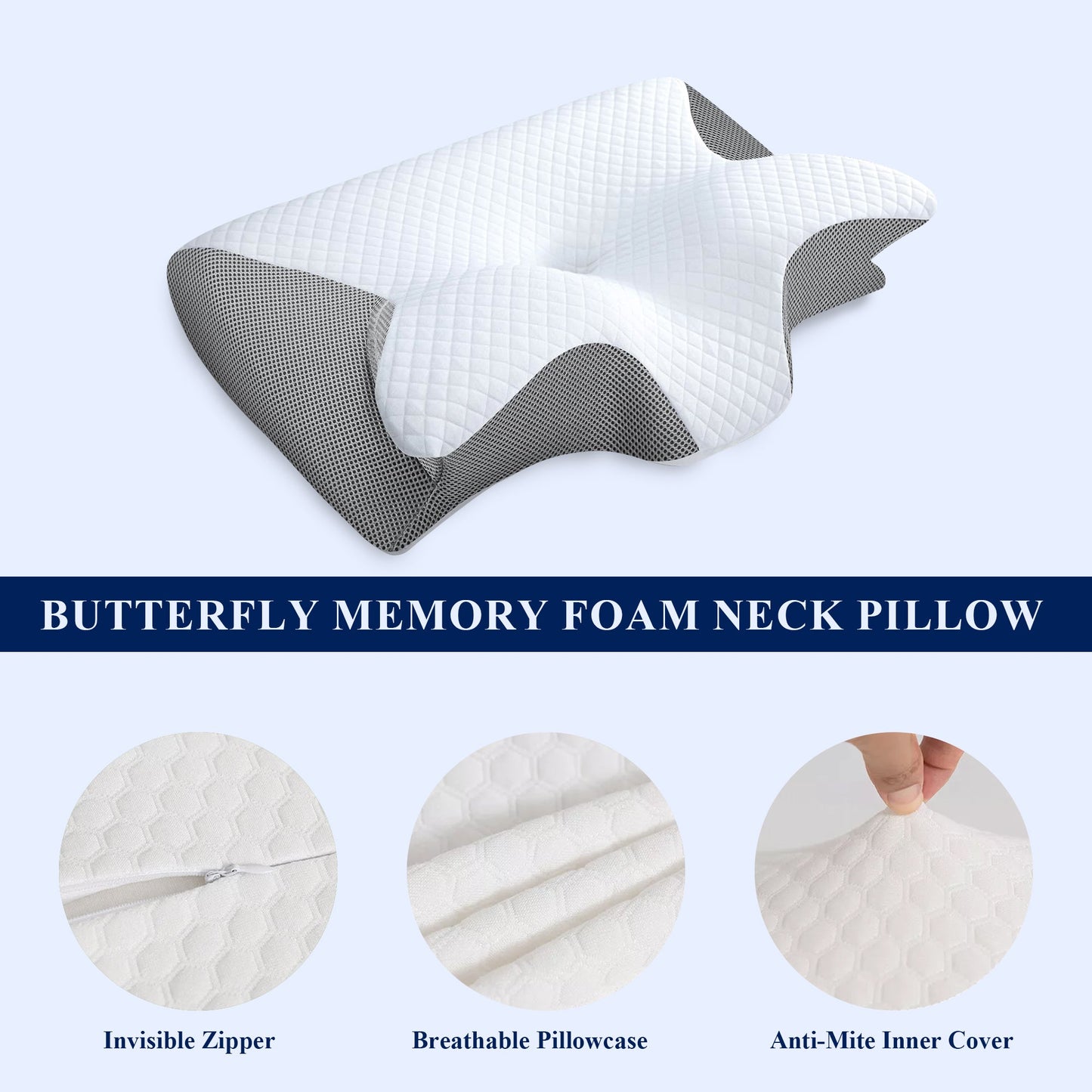 Butterfly Memory Foam Cervical Pillow – Neck & Shoulder Support - Buy 1 Get 1 Free